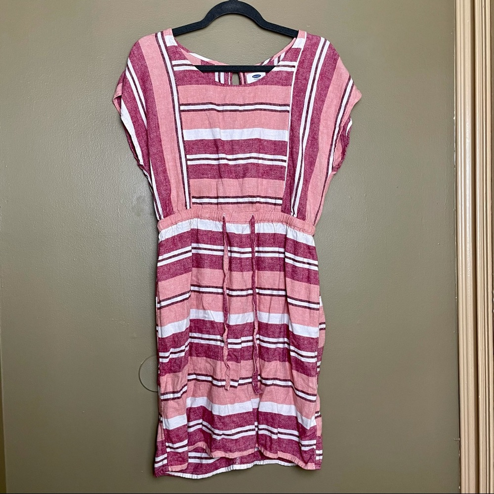 Old Navy Medium Striped Coral Shirt Dress